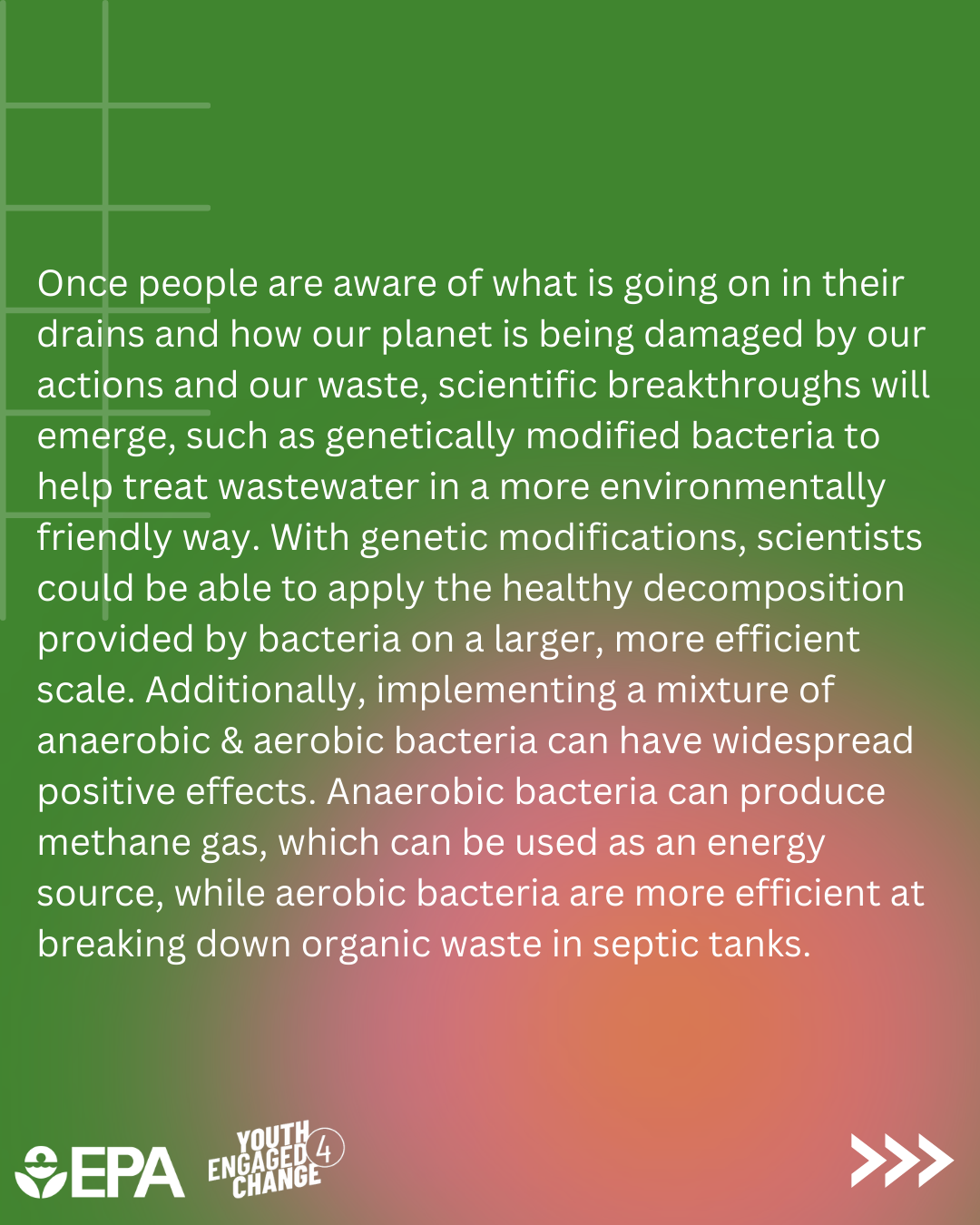 Septic Smart Creative Challenge Winning Entry; a short essay by Ahana. In the essay, Ahana stresses that many septic systems are failing in the U.S. which poses an unforeseen danger. They state, “creating the septic systems of the future will rely on three key elements: public awareness, scientific innovation, and environmental action.” Other strategies proposed in the essay include education and using eco-friendly technologies. The essay ends with two options; remaining ignorant of the risks to the environment or becoming aware and acting.