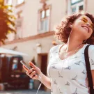 young woman listening to music 