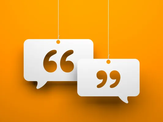 quotation marks with orange backdrop