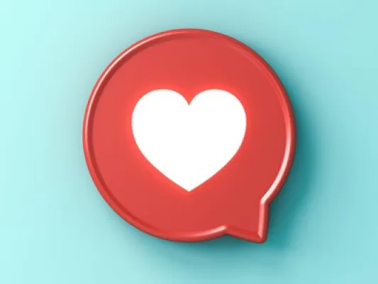 Speech bubble with heart in center