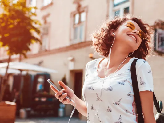 young woman listening to music 