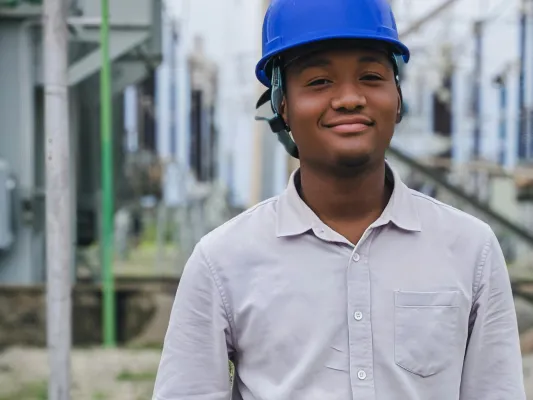 Young man working on a construction site