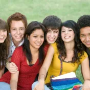 Group of students sitting outdoors