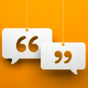 quotation marks with orange backdrop