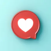 Speech bubble with heart in center