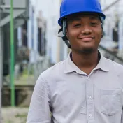 Young man working on a construction site